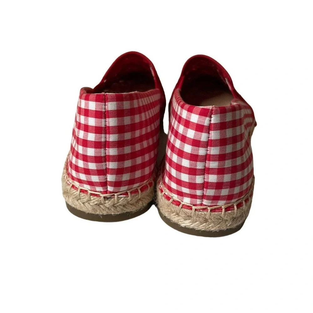 Isaac Mizrahi Live! Red Gingham Ladies Espadrilles Eyelet Embroidery Size 9 M